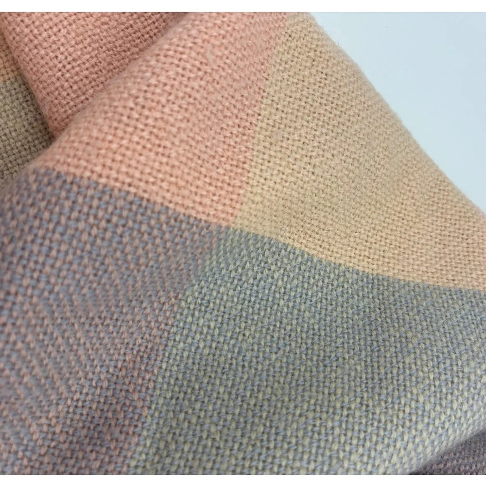THE THREE WEAVERS 100% Virgin Wool Throw Blanket Pastel Hand Woven Baby Nursery
